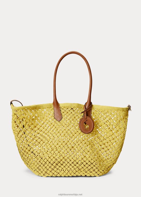 Жене Ralph Lauren Велика торба за звоно са хекланим крошеом са кожним украсима V2V445191 сунчаница жута