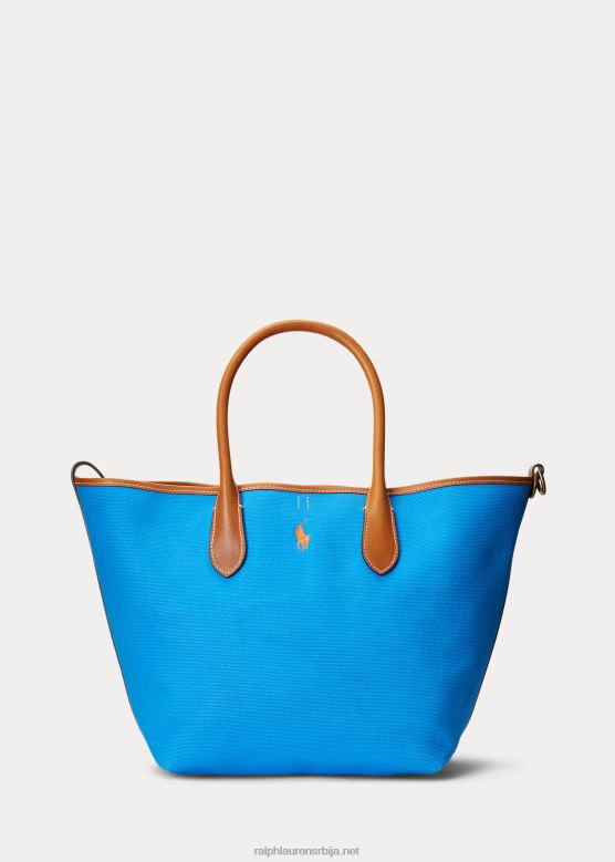 Жене Ralph Lauren реверзибилна платнена торба за звоно средње величине V2V445192 глечер тиркизна/морнарска