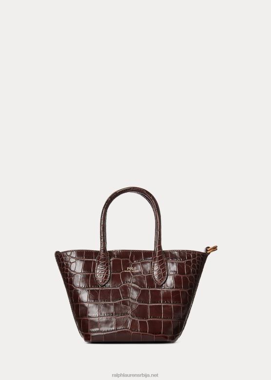 Жене Ralph Lauren рељефна мини беллпорт торба V2V445209 чоколада