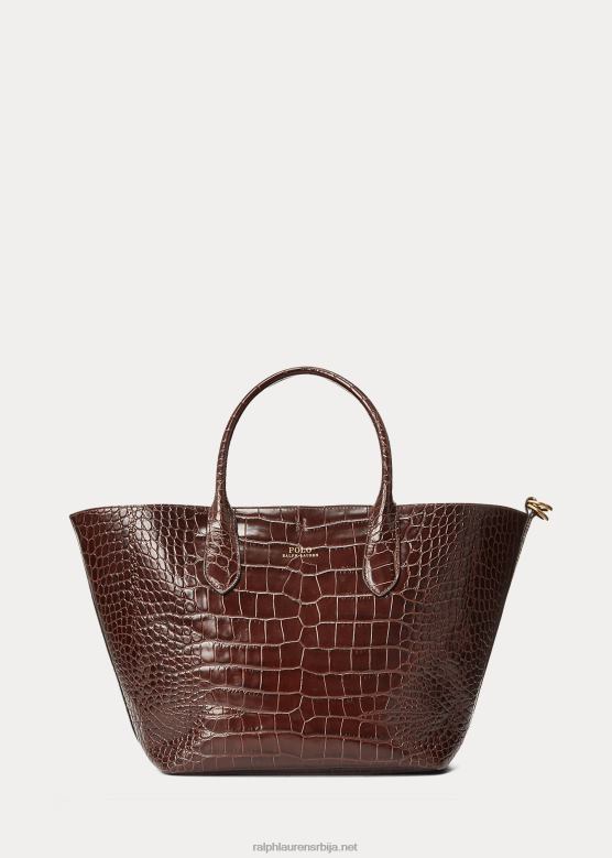 Жене Ralph Lauren рељефна средње торба са звоником V2V445216 чоколада