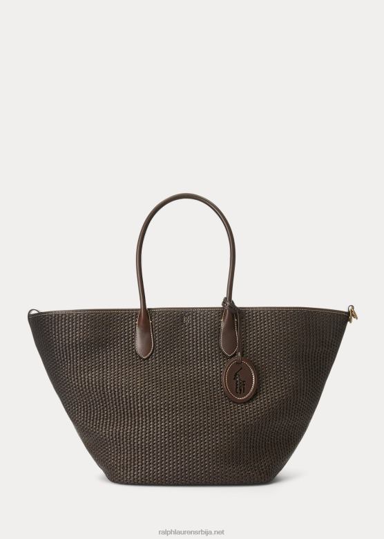 Жене Ralph Lauren велика торба од сламе обложена кожом V2V445223 чоколада