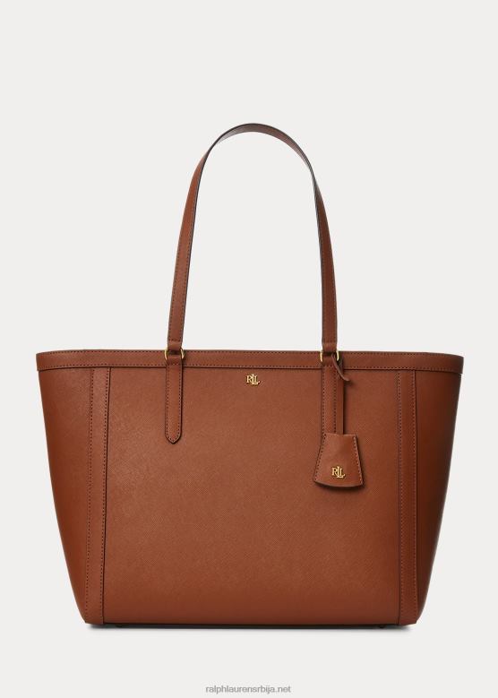 Жене Ralph Lauren велика торба од коже са шрафуром V2V445429 тан