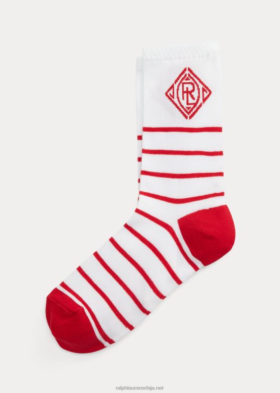 Жене Ralph Lauren пругасте чарапе са арт деко логотипом V2V445497 црвена