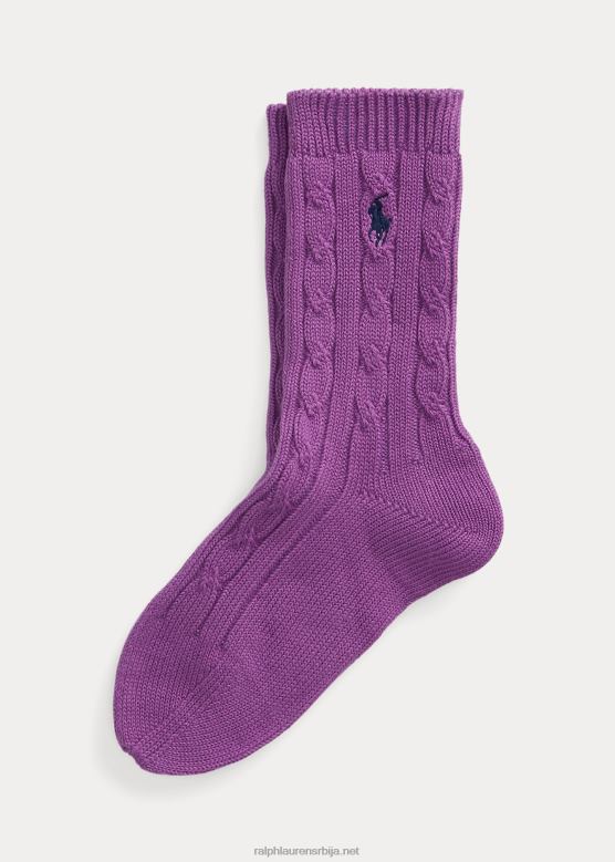 Жене Ralph Lauren плетене плетене памучне чарапе V2V449728 магента