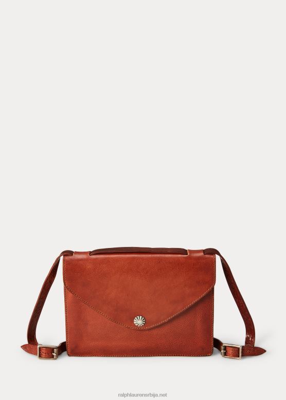 Жене Ralph Lauren пукнута кожна торба V2V445153 тамно браон