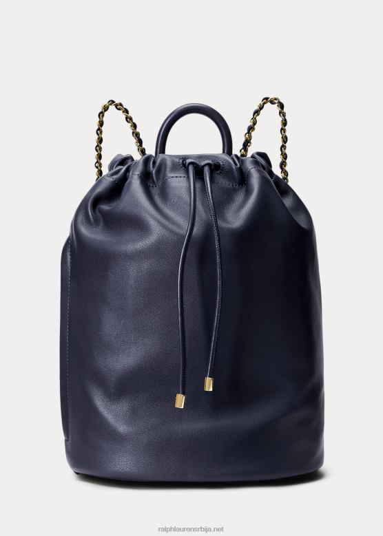 Жене Ralph Lauren напа кожни ранац средње величине иззие V2V445461 префињена морнарица