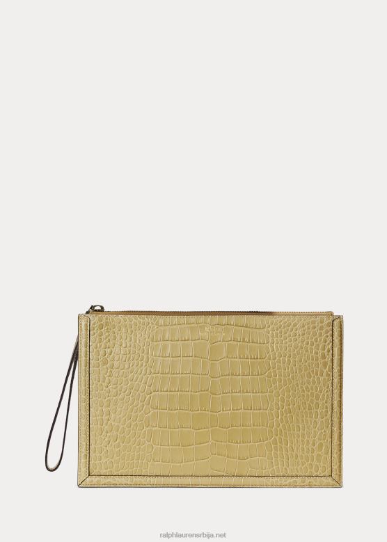 Жене Ralph Lauren рељефна кожна коверта квачила V2V445238 песак