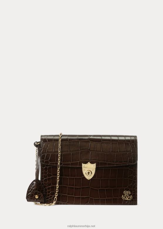 Жене Ralph Lauren квачило за коверту са алигаторским гребеном V2V445254 тамно браон