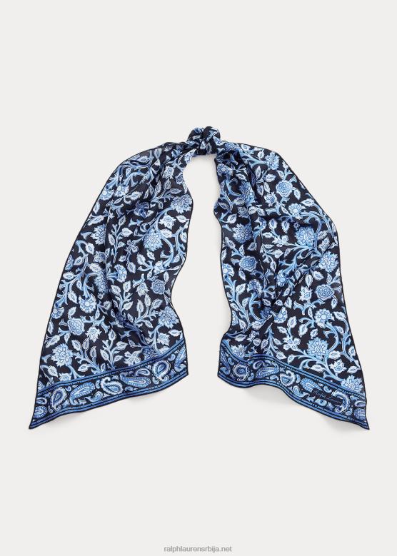 Жене Ralph Lauren фоулард дуд свилени хаботаи шал V2V445586 плаво/бело мулти