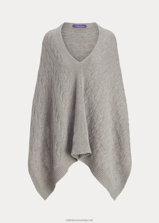 Жене Ralph Lauren кабловски кашмир пончо шал V2V445594 сива