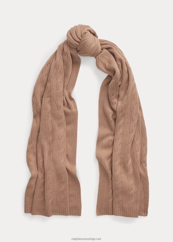 Жене Ralph Lauren кабловски плетени шал од кашмира V2V445616 Камила