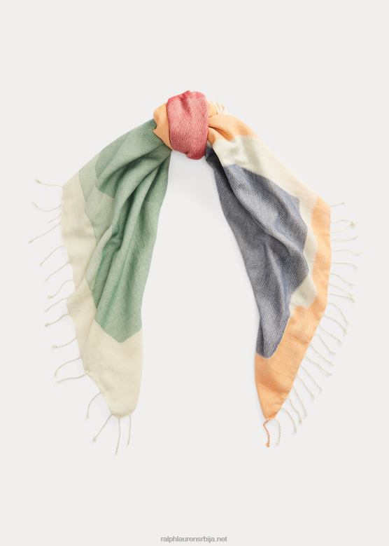 Жене Ralph Lauren апстрактни мотив памучна марама V2V449731 крем мулти