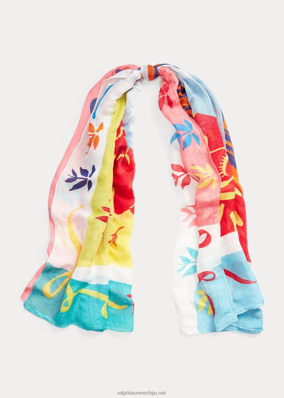 Жене Ralph Lauren митологија-мотив ланено-мешани шал V2V449747 мулти