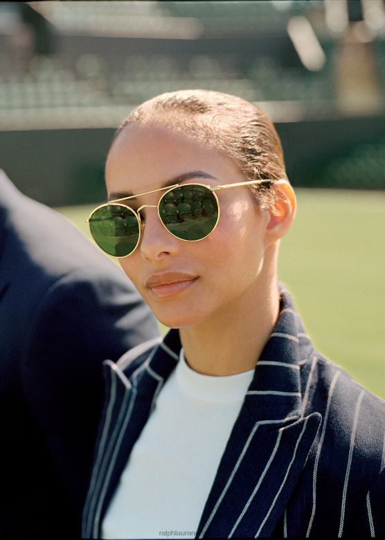 Жене Ralph Lauren вимбледон панто наочаре за сунце V2V445471 сјајно злато