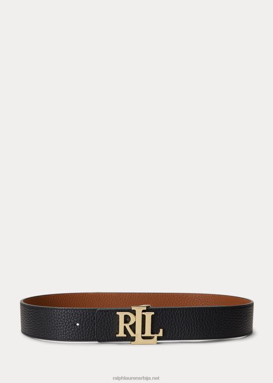 Жене Ralph Lauren реверзибилни широки ремен од шљунчане коже V2V444921 црна/тан