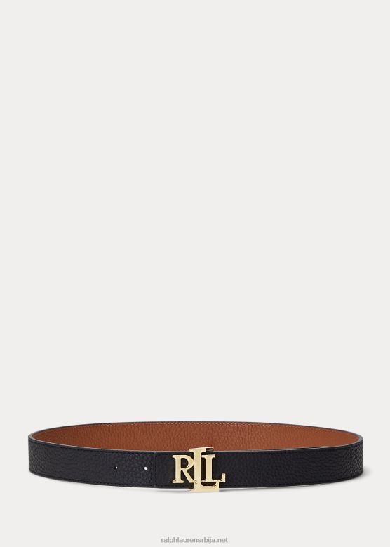 Жене Ralph Lauren реверзибилни кожни ремен са шљунком V2V444938 црна/тан