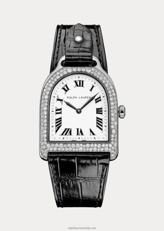 Жене Ralph Lauren мала челична и дијамантска узенгија V2V442846 бели бројчаник