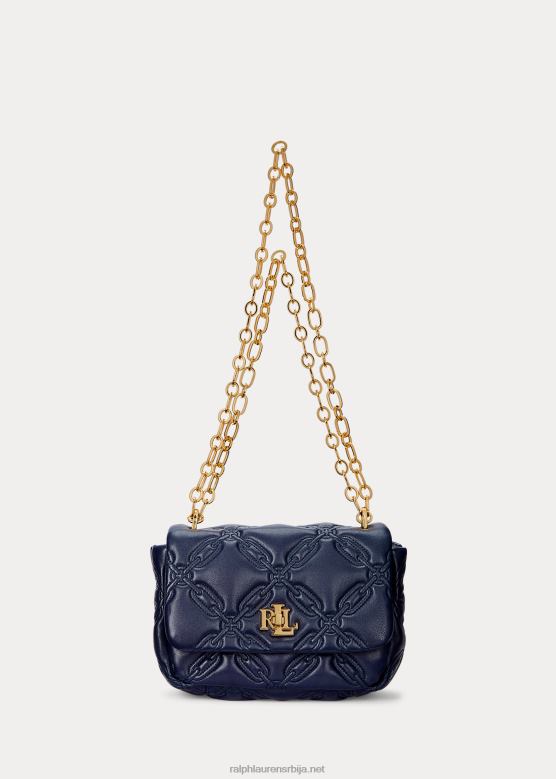 Жене Ralph Lauren торба средње величине од прошивене напа коже V2V445449 префињена морнарица
