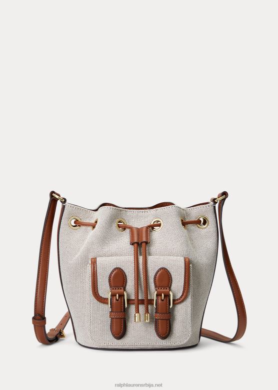 Жене Ralph Lauren платнена средња андие торба на везице V2V445339 ванила/тан