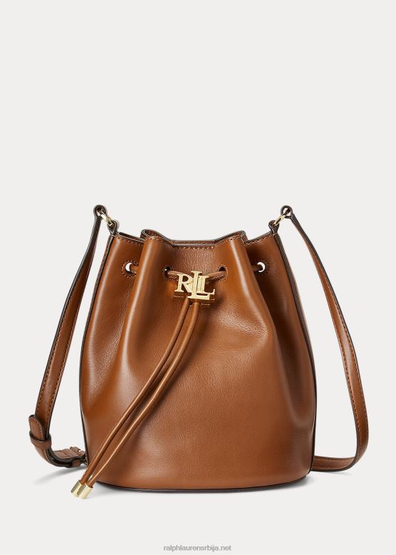 Жене Ralph Lauren кожна средња андие торба на везице V2V445343 тан