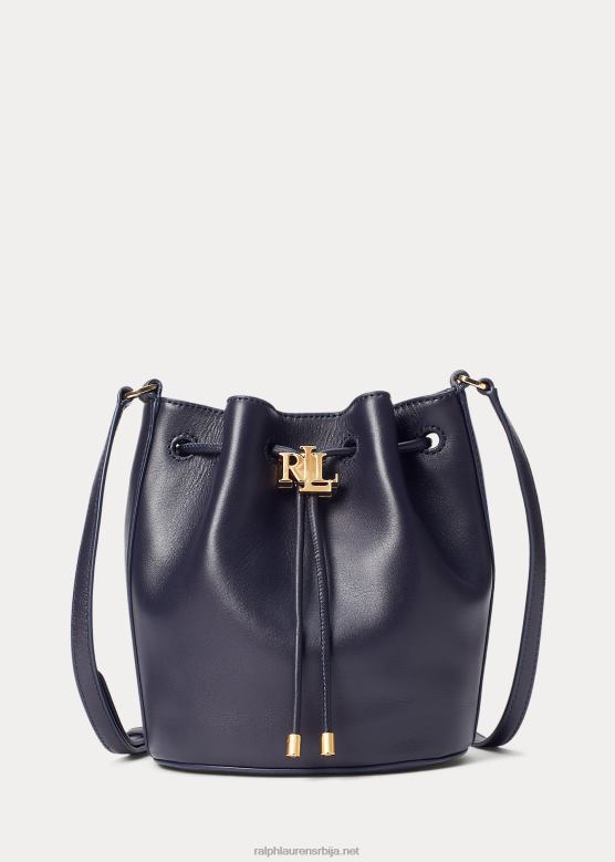 Жене Ralph Lauren кожна средња андие торба на везице V2V445344 морнарица
