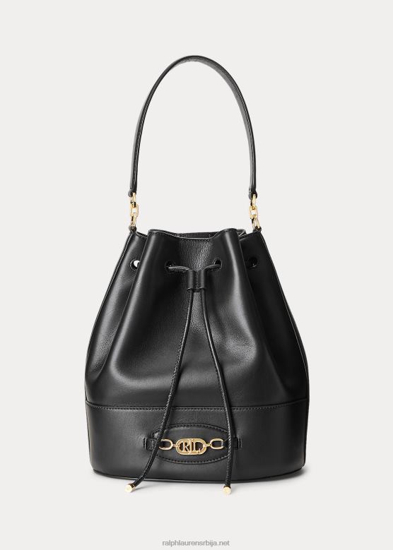Жене Ralph Lauren кожна велика андие торба на везице V2V445350 црн