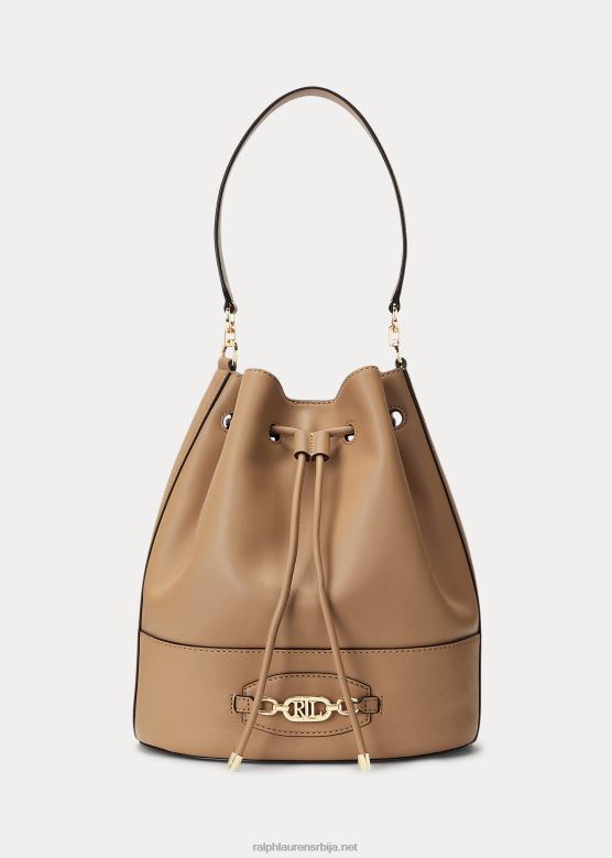 Жене Ralph Lauren кожна велика андие торба на везице V2V445352 Камила