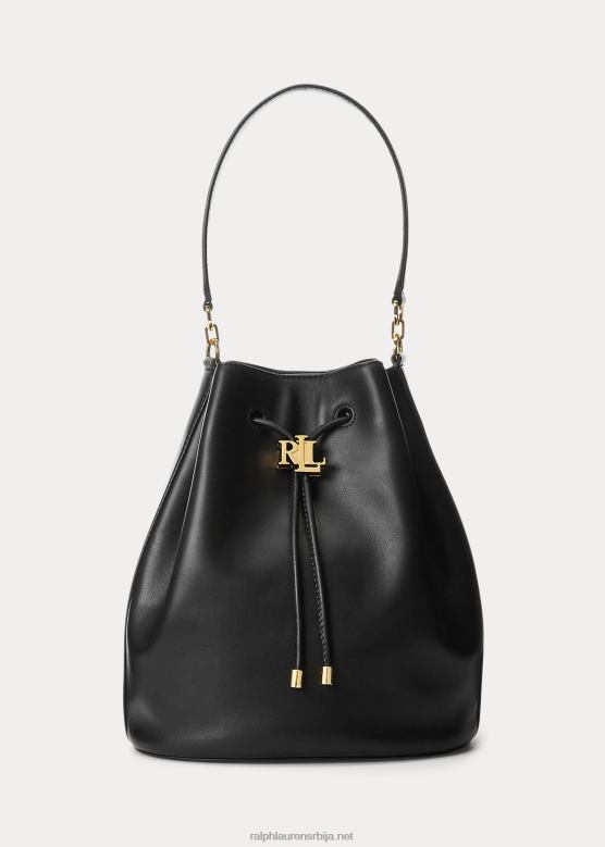 Жене Ralph Lauren кожна велика андие торба на везице V2V445452 црн