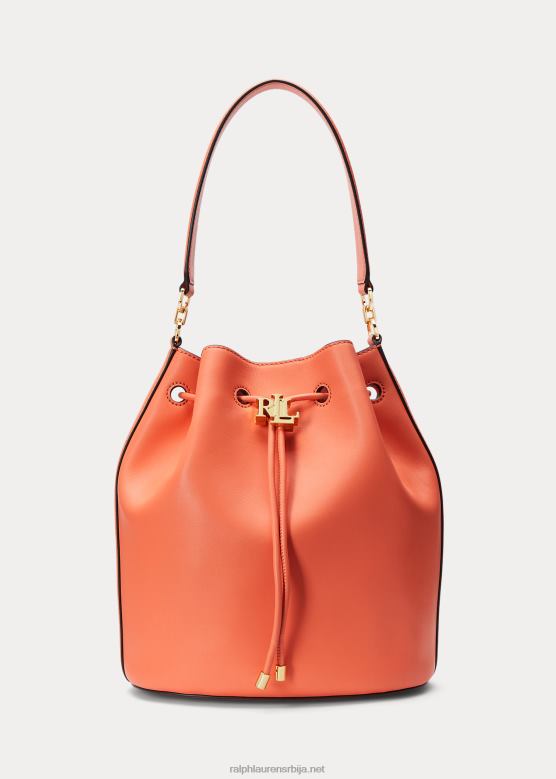 Жене Ralph Lauren кожна велика андие торба на везице V2V445454 портсиде цорал