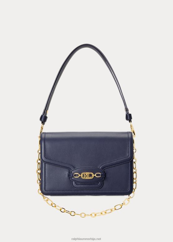 Жене Ralph Lauren кожна торба за раме средње величине Сиднее V2V445386 префињена морнарица