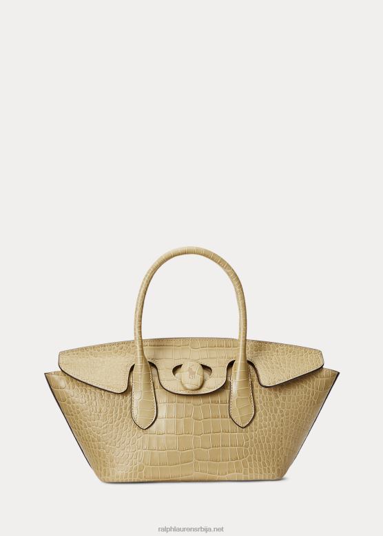 Жене Ralph Lauren рељефна кожна торба за звоно средње величине V2V445227 песак