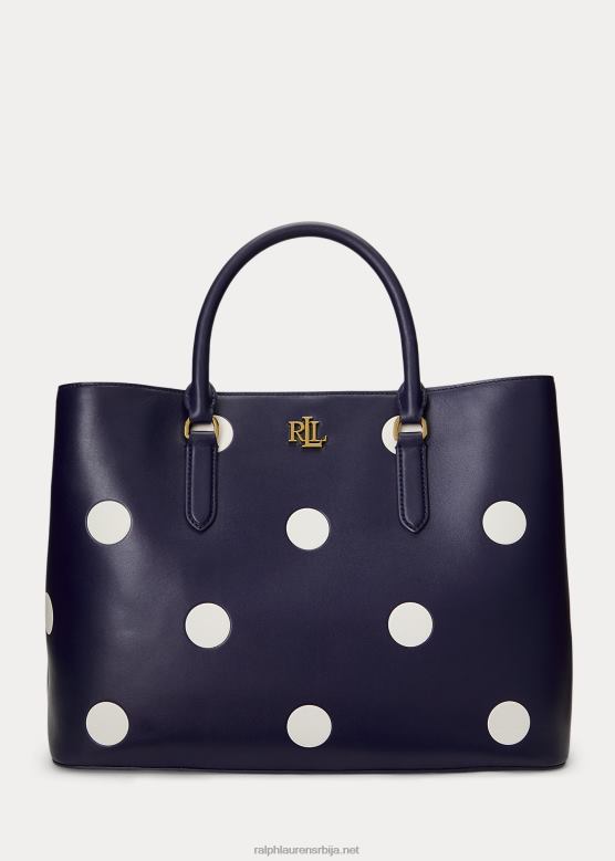 Жене Ralph Lauren велика марци торба од коже на точкице V2V445364 префињена морнарска/ванилија