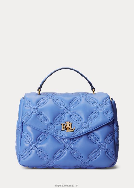 Жене Ralph Lauren прошивена кожна торба средње фаррах V2V445406 Нова Енглеска плава