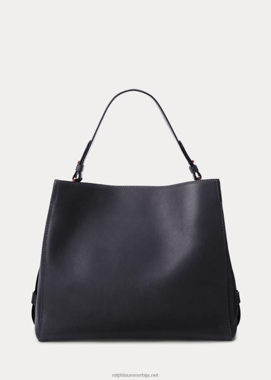 Жене Ralph Lauren кожна средња пејтон торба V2V445410 префињена морнарица