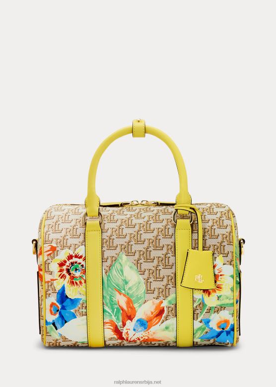 Жене Ralph Lauren монограм жакард средње каден торба V2V445460 каки/сунфисх жута