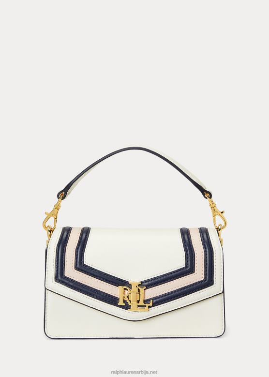 Жене Ralph Lauren напа кожна мала таилер торба преко боди V2V445163 ванила / рафинисана морнарица