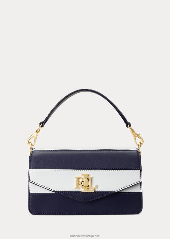 Жене Ralph Lauren кожна мала таилер торба преко боди V2V445450 префињена морнарско/бела пруга