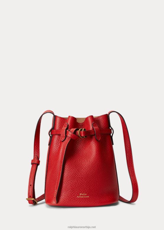 Жене Ralph Lauren кожна мала торба беллпорт буцкет баг V2V445201 рубин