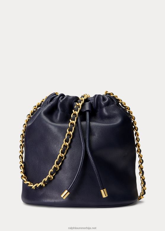 Жене Ralph Lauren напа кожна торба средње величине Емми V2V445374 префињена морнарица