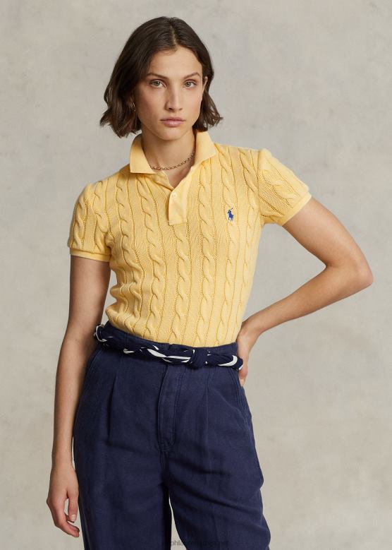 Жене Ralph Lauren слим фит поло мајица од кабловског плетења V2V443020 пада жута