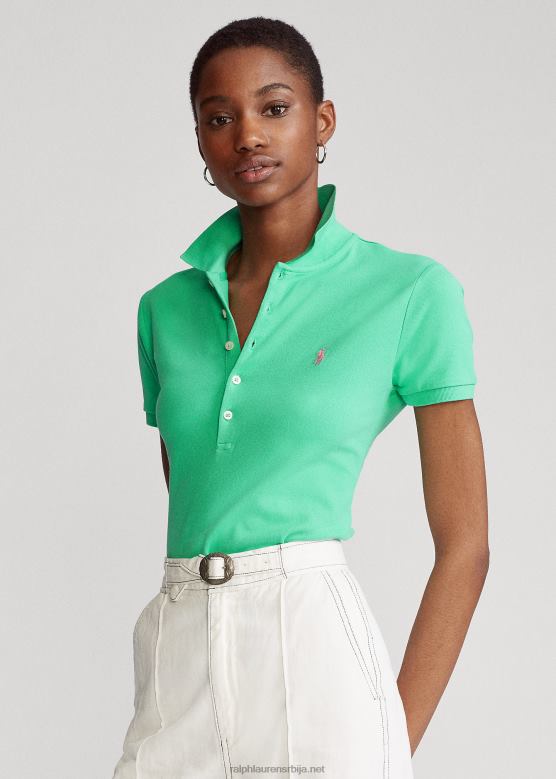 Жене Ralph Lauren слим фит растезљива поло мајица V2V443255 залазак сунца зелен