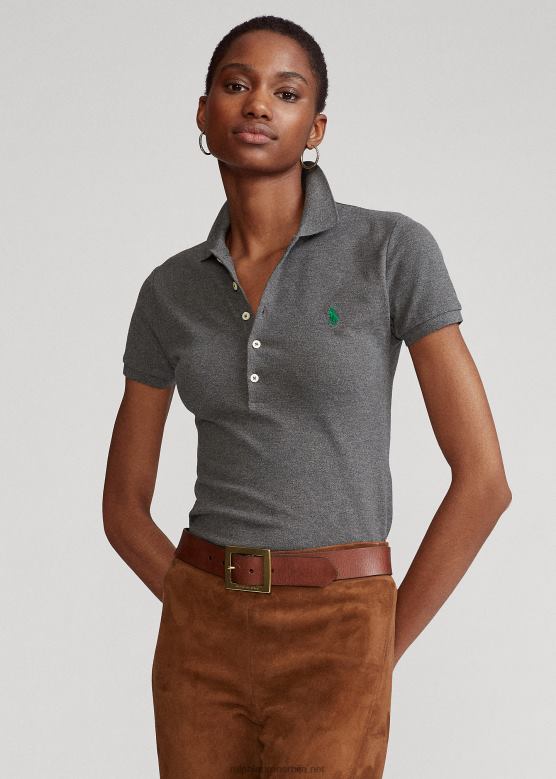 Жене Ralph Lauren слим фит растезљива поло мајица V2V443272 барцлаи хеатхер