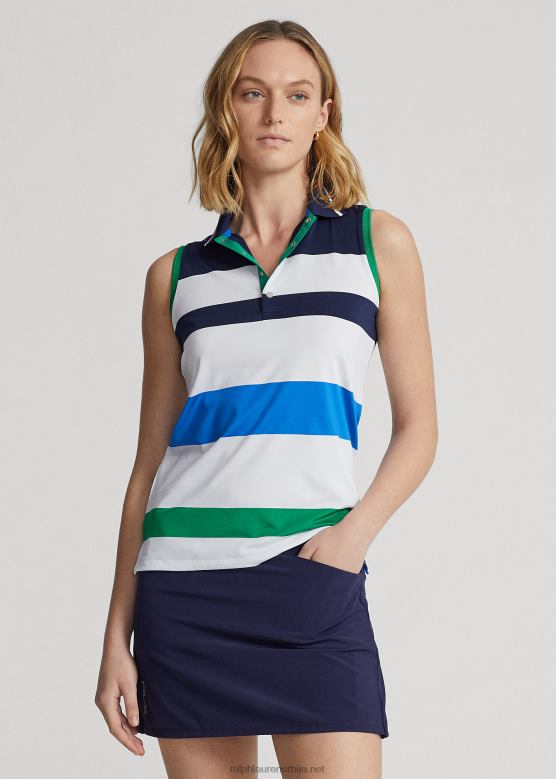 Жене Ralph Lauren кројена поло мајица без рукава V2V443704 бела / морнарица / бања краљевска