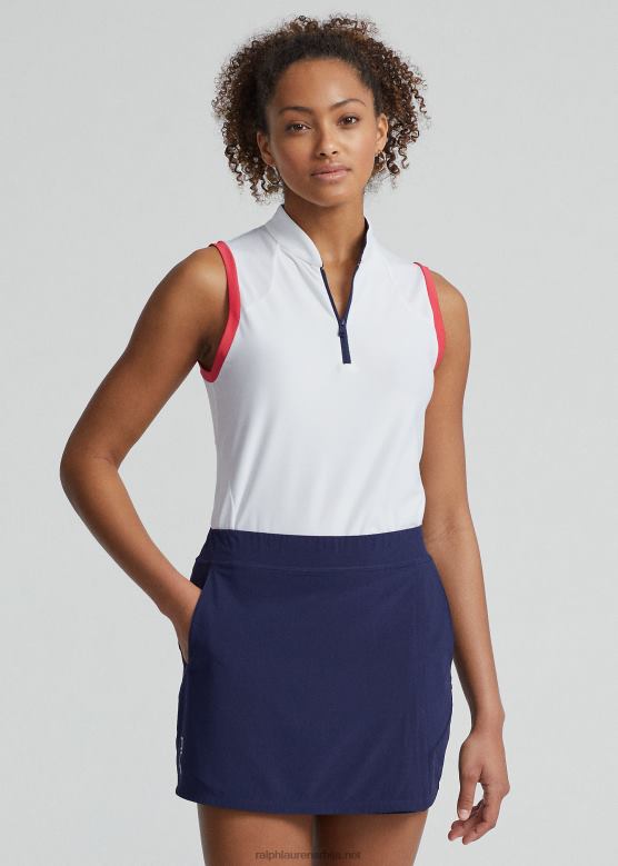 Жене Ralph Lauren скројена пике кошуља без рукава V2V443710 чисто бела/мауи црвена/плава