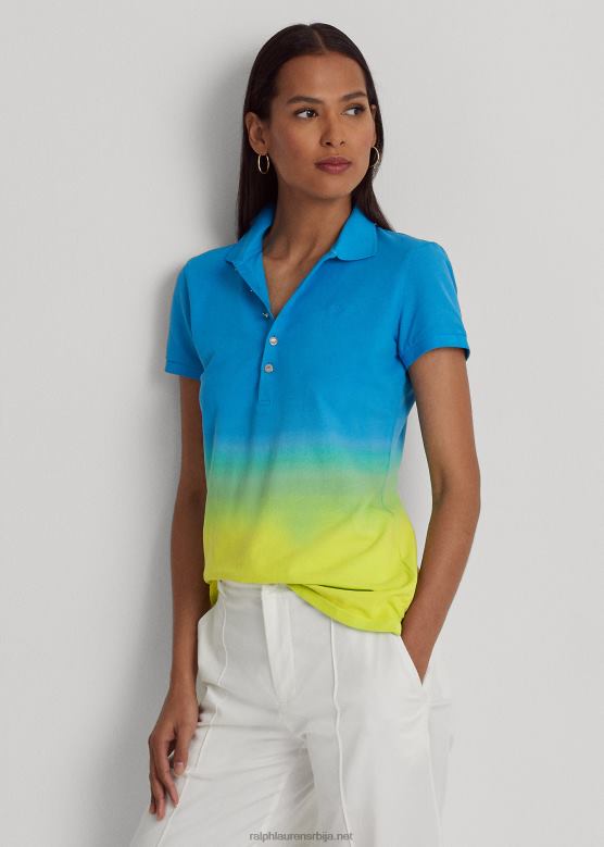 Жене Ralph Lauren обојена пике поло мајица V2V443854 плава / зелена / креч