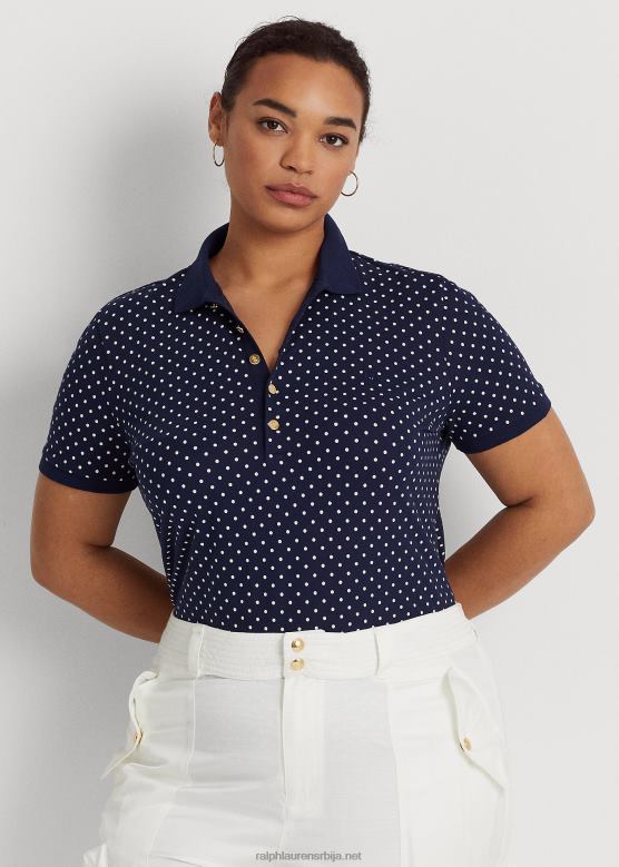 Жене Ralph Lauren пике поло мајица на точкице V2V444623 морнарско/крем