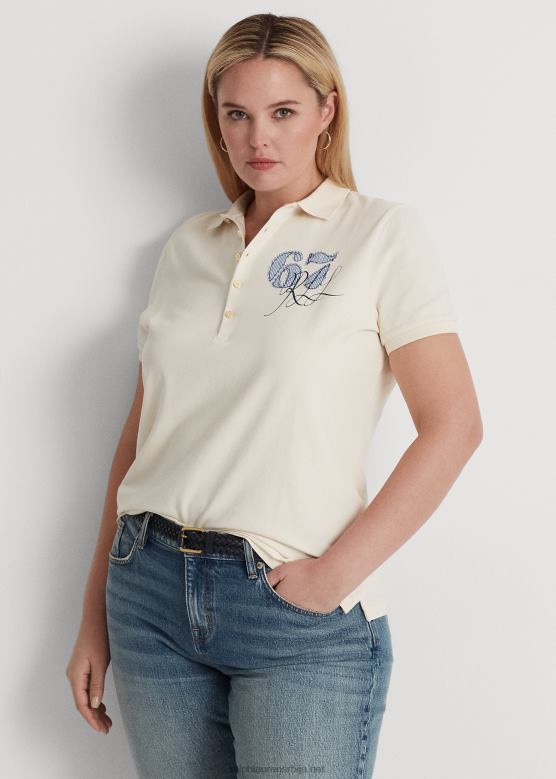 Жене Ralph Lauren пикуе поло мајица V2V444645 крема од маскарпонеа