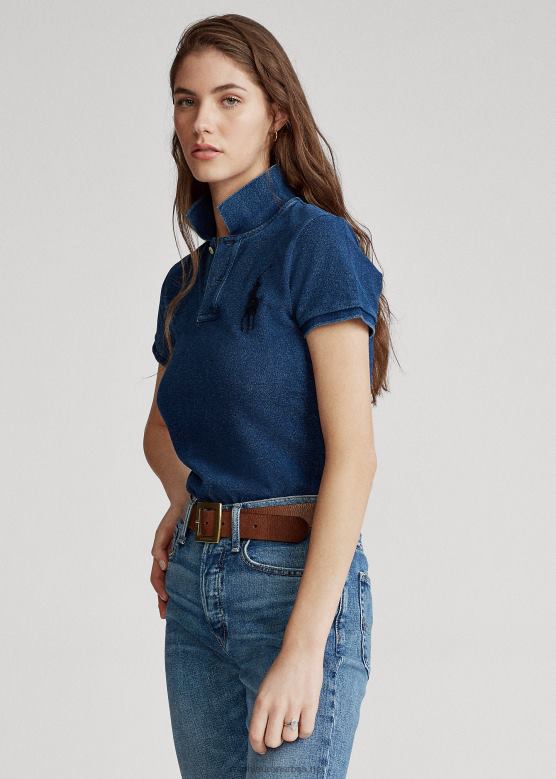 Жене Ralph Lauren скинни фит биг пони поло мајица V2V444764 тамни индиго