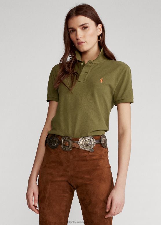 Жене Ralph Lauren мрежаста поло мајица класичног кроја V2V449225 крошња маслина