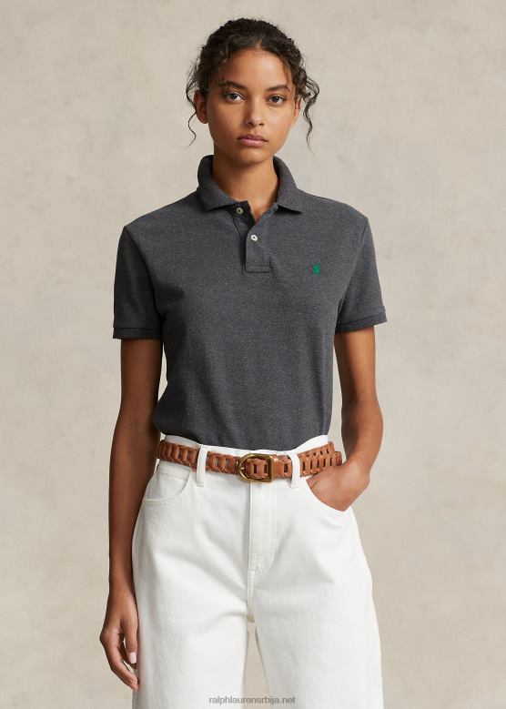 Жене Ralph Lauren мрежаста поло мајица класичног кроја V2V449240 барцлаи хеатхер